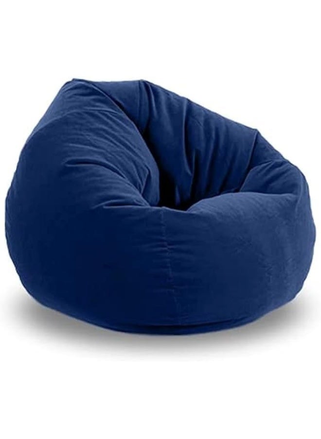 LUXURY LUXE كرسي bean bag الفاخر - مقعد مخملي أسود، كبير جداً ناعم ومريح، داخلي/خارجي، خفيف الوزن مع كرات حرارية، شكل قطرة، PVC ممتاز، مثالي للبالغين - 85x85x110 سم (أزرق) - Image 1